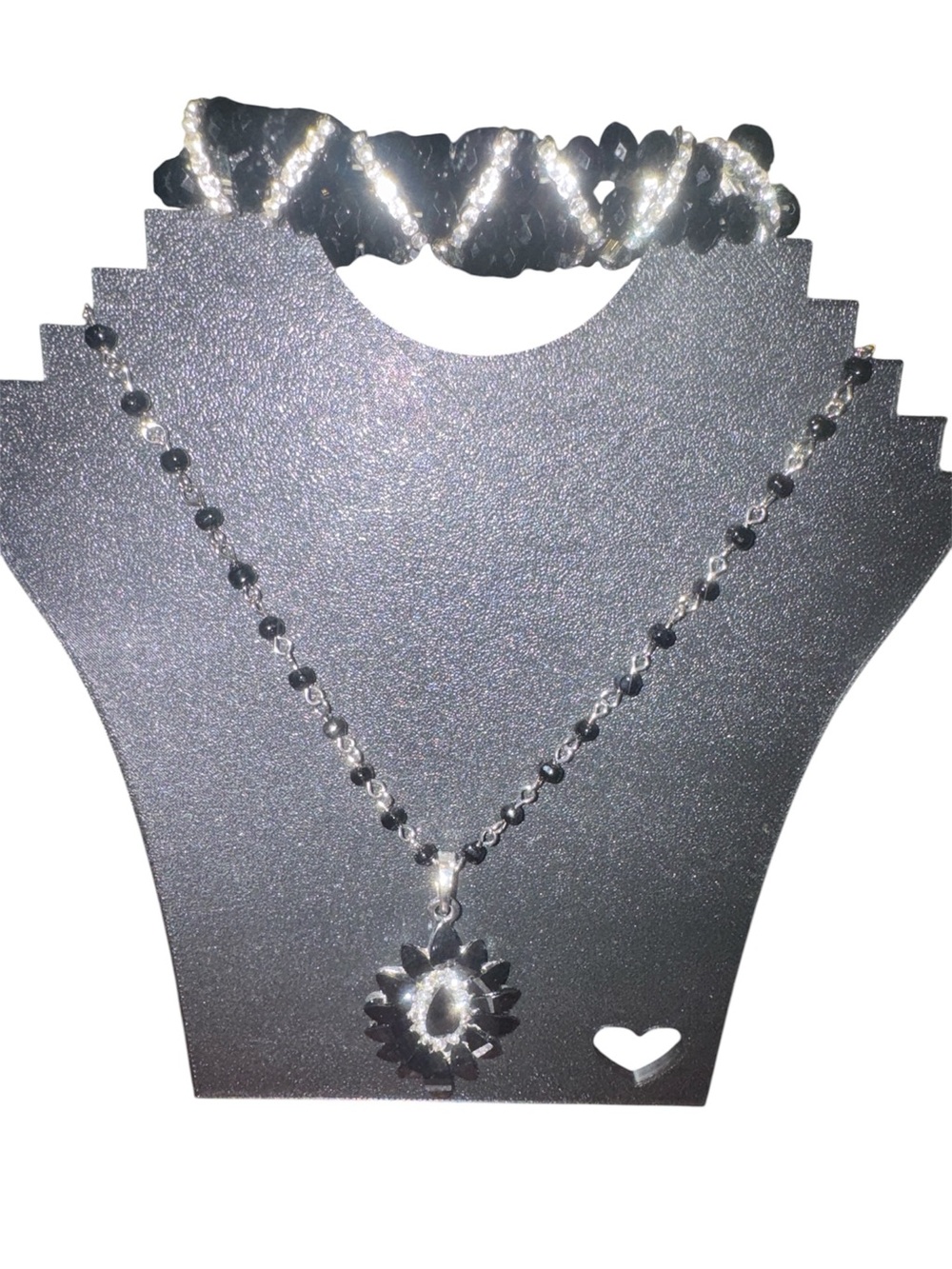 Black Pendant Necklace & Bracelet Set - Picture 3 of 10